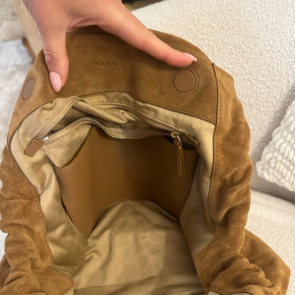Veronica Beard Brown Suede Tote with Gold Chain - Picture 5 of 7